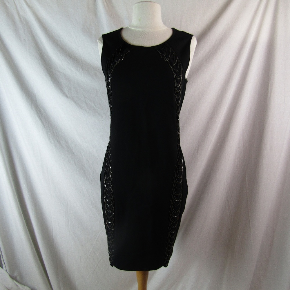 Haute Hippie Black Sleevless Dress W/Chain 4 EUC
